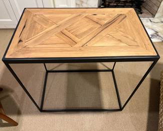 102. Accent Table on Metal Base w/ Wood Top (29" x 18" x 29")