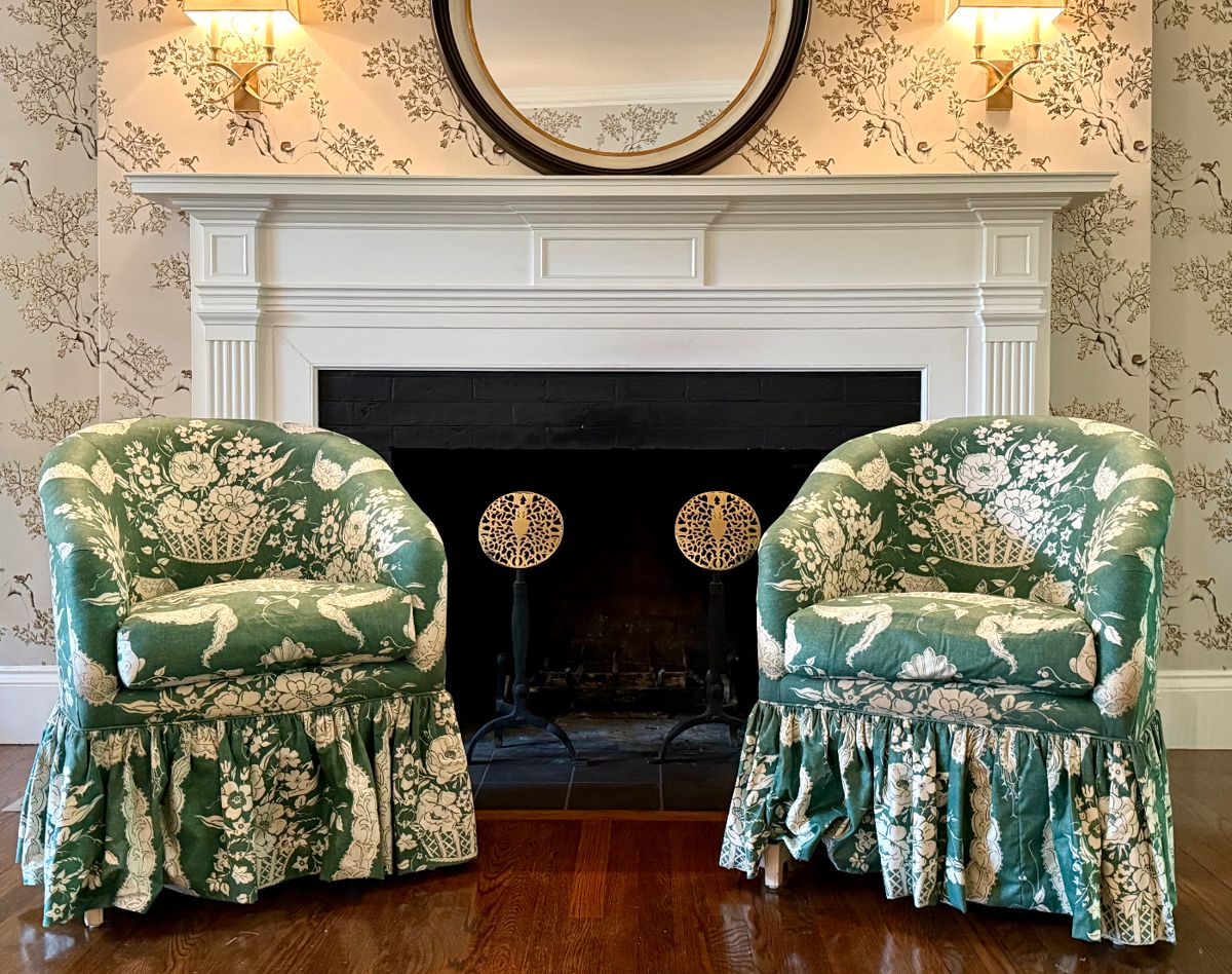 Pair, Petite Swivel Arm Chairs