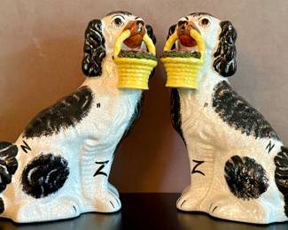 Vintage Staffordshire King Charles Spaniels Dogs