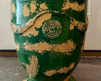 Pair, Giant Painted Terracotta Planters