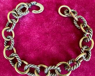 David Yurman Oval Link Sterling & 18k Bracelet
