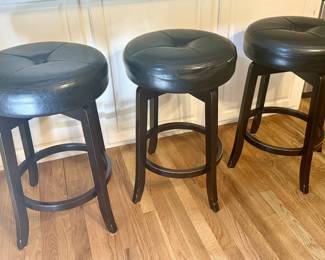(3) Leather Bar Stools