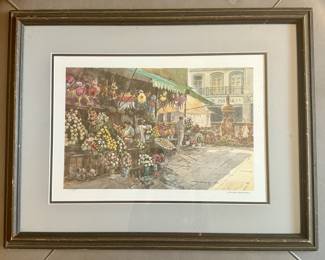 "Flower Market" Lithograph, Signed & Numbered