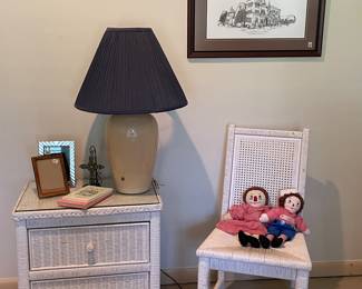 Wicker chest and chair