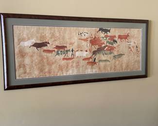 LARGE UNIQUE ANIMAL HERD COLOR SILKSCREEN