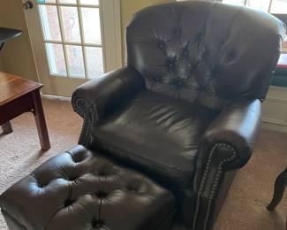 Leather chair and ottoman