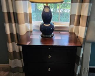 Kincaid Night Stand & navy blue lamp 
