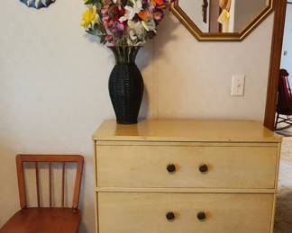 Vintage Art Deco Blonde Dressers and Headboard