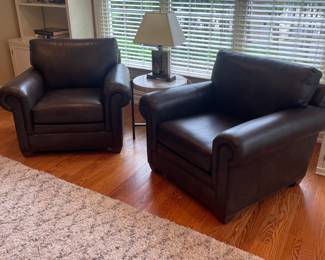 Pair of Ethan Allen Leather Club Chairs in Mint Condition, Couple Years Old 42" Wide, 41" Deep, 38" High