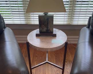 Round Marble Side Table 20" Wide, 24" Tall