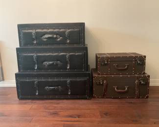 Black suitcase style drawers, brown suitcase style small chests