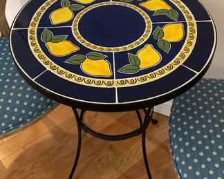 Cute ceramic tile topped Lemon themed table.