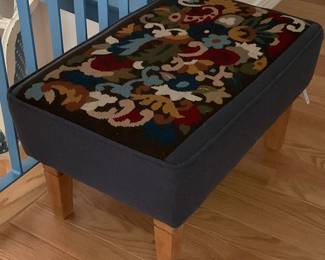 Embroidered foot stool, antique