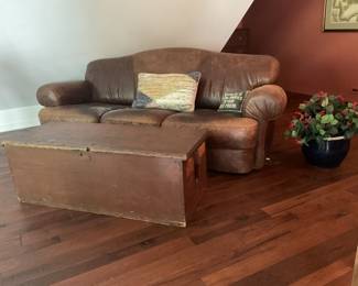 Leather couch in great shape, rustic hope chest
