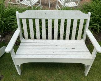 Outdoor white bench