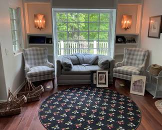 Loveseat & chair sets, baskets & local art