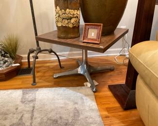 Square wooden coffee table with metal base; 23.5" x 23.5" x 16.5" $70 + tax