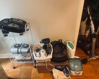 Foot massagers, foot baths, exercise bike