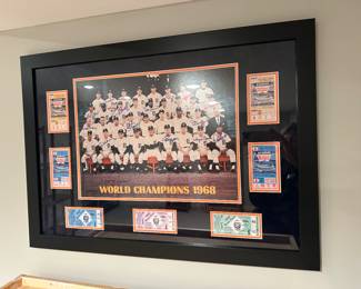 Detroit Tigers 1968 World Vhampions signed framed poster