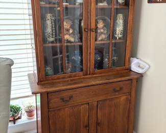 Antique hutch with glass doors & TONS OF COLLECTIBLES