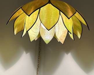 Antique Stained glass lotus lamp