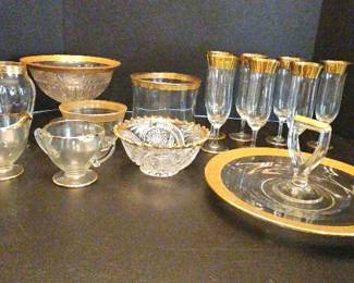 Vintage GoldRimmed Glassware Serving Set Elegant Entertaining Lot