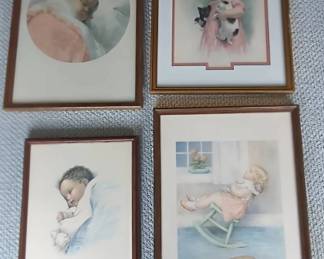 Sweet Moments Vintage Print Set 4 Framed Bessie Pease GutmannStyle Nursery Art Pieces