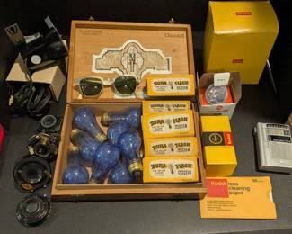 Vintage Camera Tech Collectors Mystery Lot Lights, Lenses More