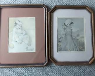 Vintage Bessie Pease GutmannInspired Duo Framed Childhood Innocence Prints