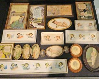 Mystery Lot of Vintage Nursery Prints Cherubs, Children Sentimental Scenes
