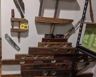 Vintage Carpenters Tool Lot Stanley, Meyers, Akron Levels Antique Woodworking Tools Various siz