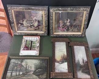 Lot of 6 Art Pieces Framed Nature Childhood Prints Mediterranean Sculpture