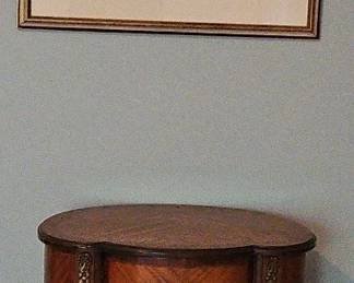 Elegant Vintage Decor Set R.D. Hunt Framed Landscape Painting French Louis XV Style Side Table