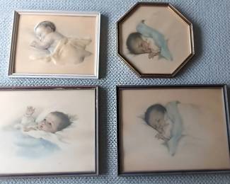 Set of 4 Bessie Pease Gutmann Prints in Mixed Frames Embossed Classic Styles