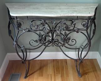 Marble Top Wrought Iron Console Table