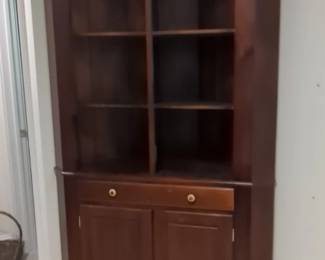 Vintage Wood Corner Cabinet with Charm