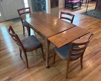 Vintage Hale Folding Walnut Dining Table with 4 Chairs