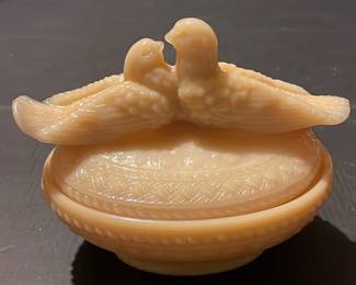 Vintage Fenton Hen, Westmoreland Birds, And LE Smith Bunny Rabbit