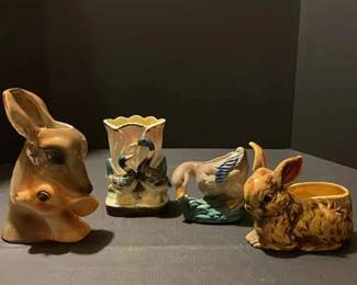 Vintage Mid Century Ceramic Animal Vases