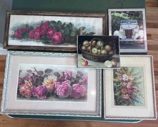 Assorted Set of Five Prints including a print by Paul de Longpr.