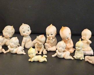 006 Lot of Vintage Kewpie Figurines Assorted Poses, Blue Wings