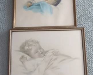 Set of 2 Vintage Bessie Pease Gutmann Baby Prints Sweet Slumber Moments