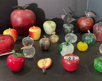Collection Of Art Glass Wood And Plastic Apples