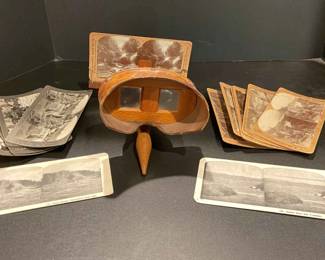 Vintage Stereoscope Viewfinder And 14 Photo Cards
