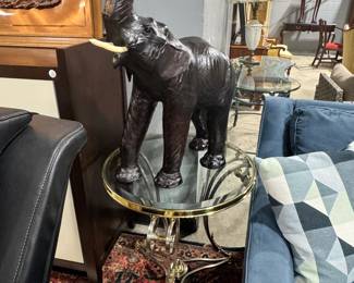 Leather wrapped Elephant, Side Tables and Artwork Orlando
