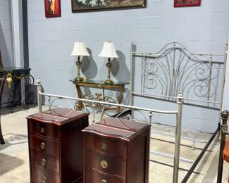 Metal Bed and Vintage Nightstands Orlando