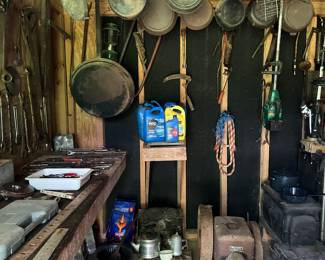 Shed of cast iron , tools , etc