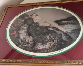 Signed Louis ICart print   leopards 