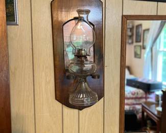Oak hanger and oil lamp