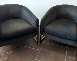 Modern Velvet Accent Chairs with Gold Frame, Qty 2